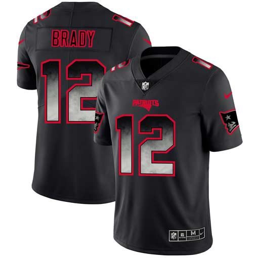 Men New England Patriots #12 Brady Nike Teams Black Smoke Fashion Limited NFL Jerseys->chicago bears->NFL Jersey